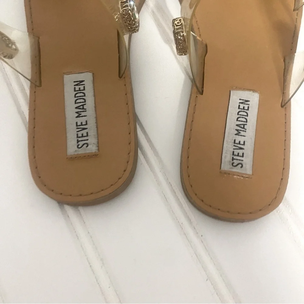 Steve Madden Women’s Jace Summer Slide Sandals Clear with Rhinestones Size 5.5